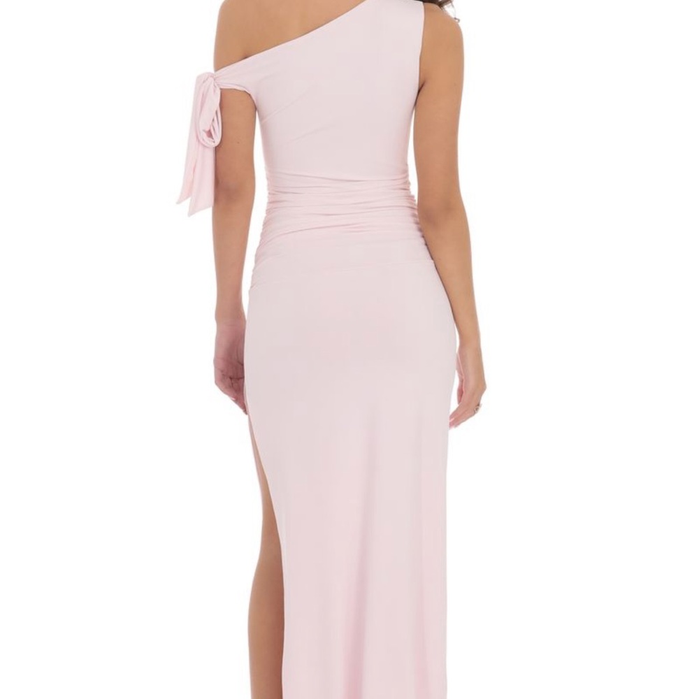 Lucy in the Sky Light Pink One-Shoulder Maxi Dress